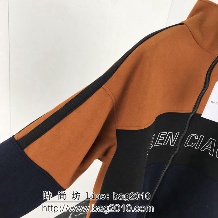BALENCIAGA巴黎世家 18秋冬 大字母刺繡 毛呢拼接拉鏈外套 保暖舒適 OS寬鬆大版型 男女同款 ydi1942